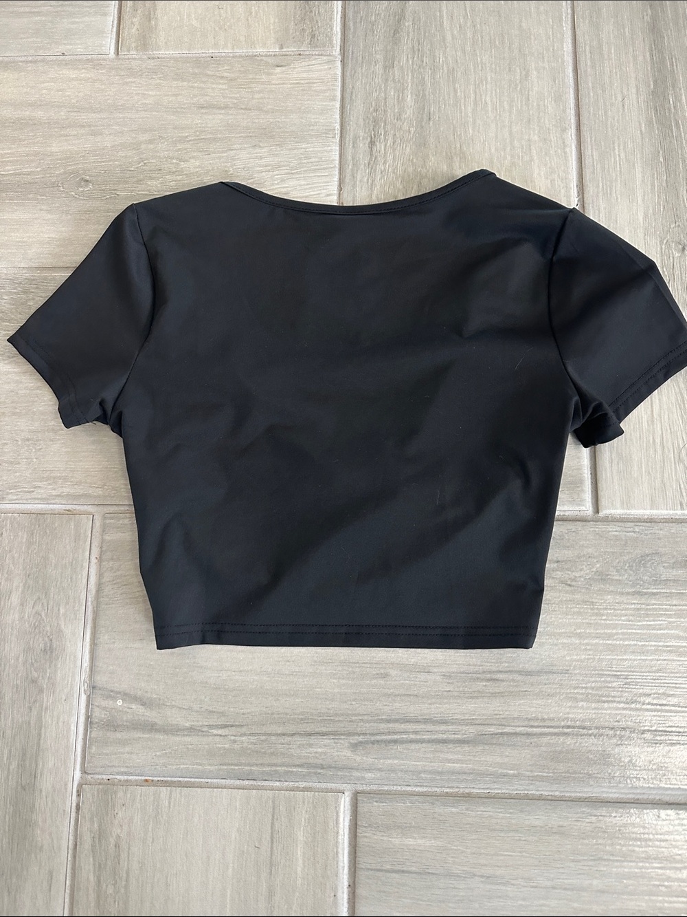 Black Wrap-Front Crop Top by Shein - Picture 2 of 2